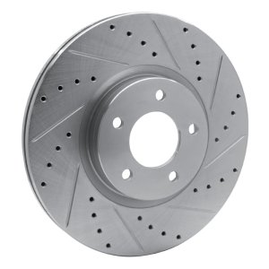 Mazda 3 Brake Rotor (1) - Front Right - R1 Concepts - Drilled & Slotted - Silver - `07-`13